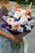 Rustique Flora purple flower bouquet for delivery in Singapore