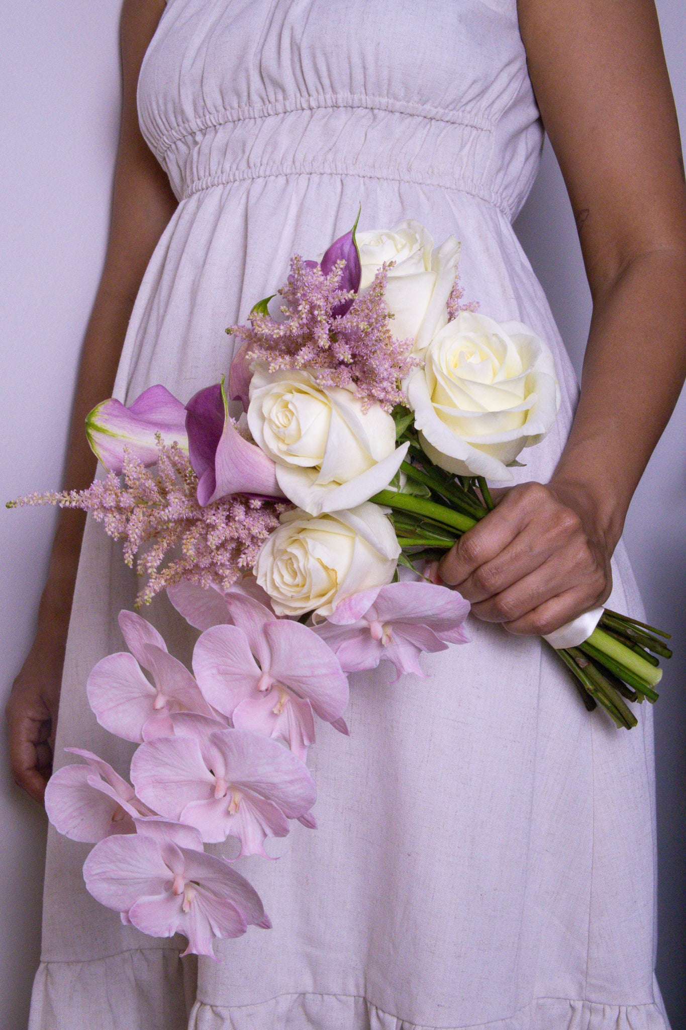 Orchid Cascade – White Rose & Calla Lily Bridal Bouquet