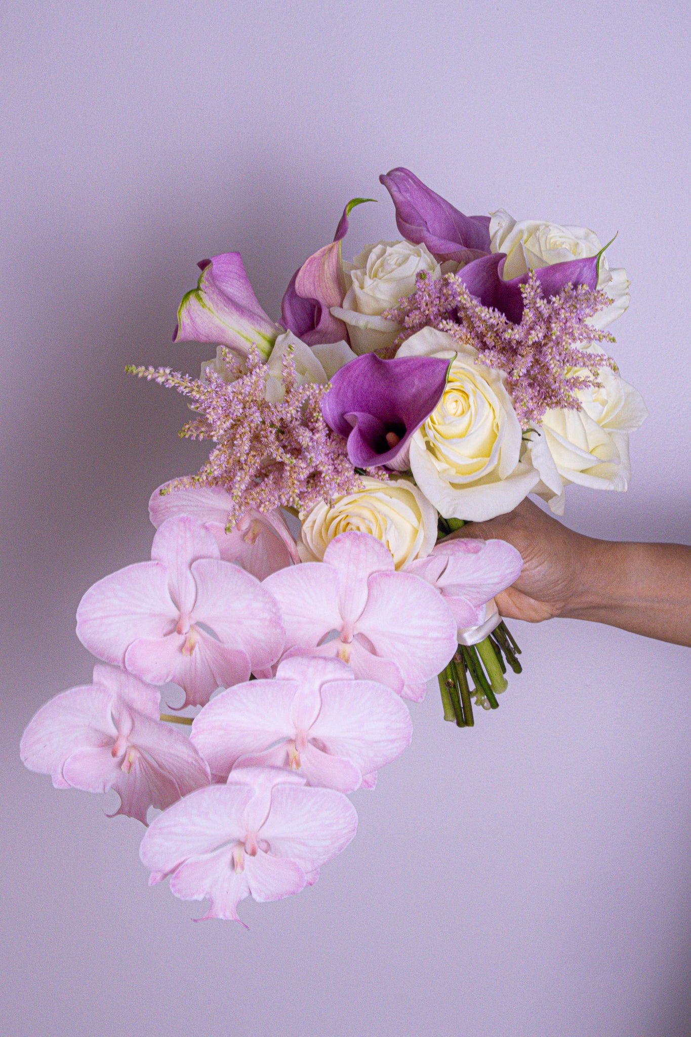 Orchid Cascade – White Rose & Calla Lily Bridal Bouquet