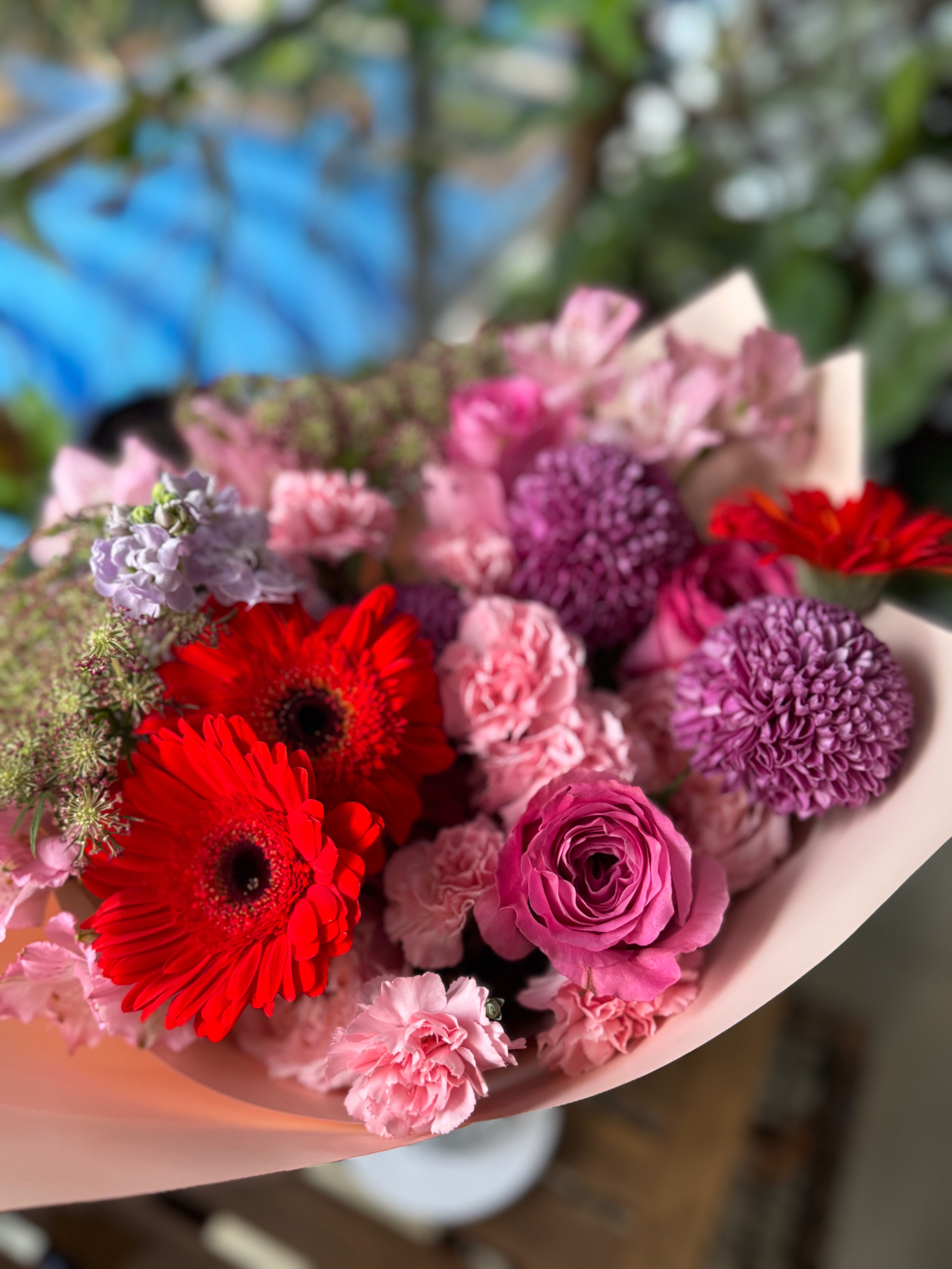 Rustique Flora purple flower bouquet for delivery in Singapore