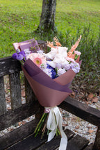 Rustique Flora purple flower bouquet for delivery in Singapore