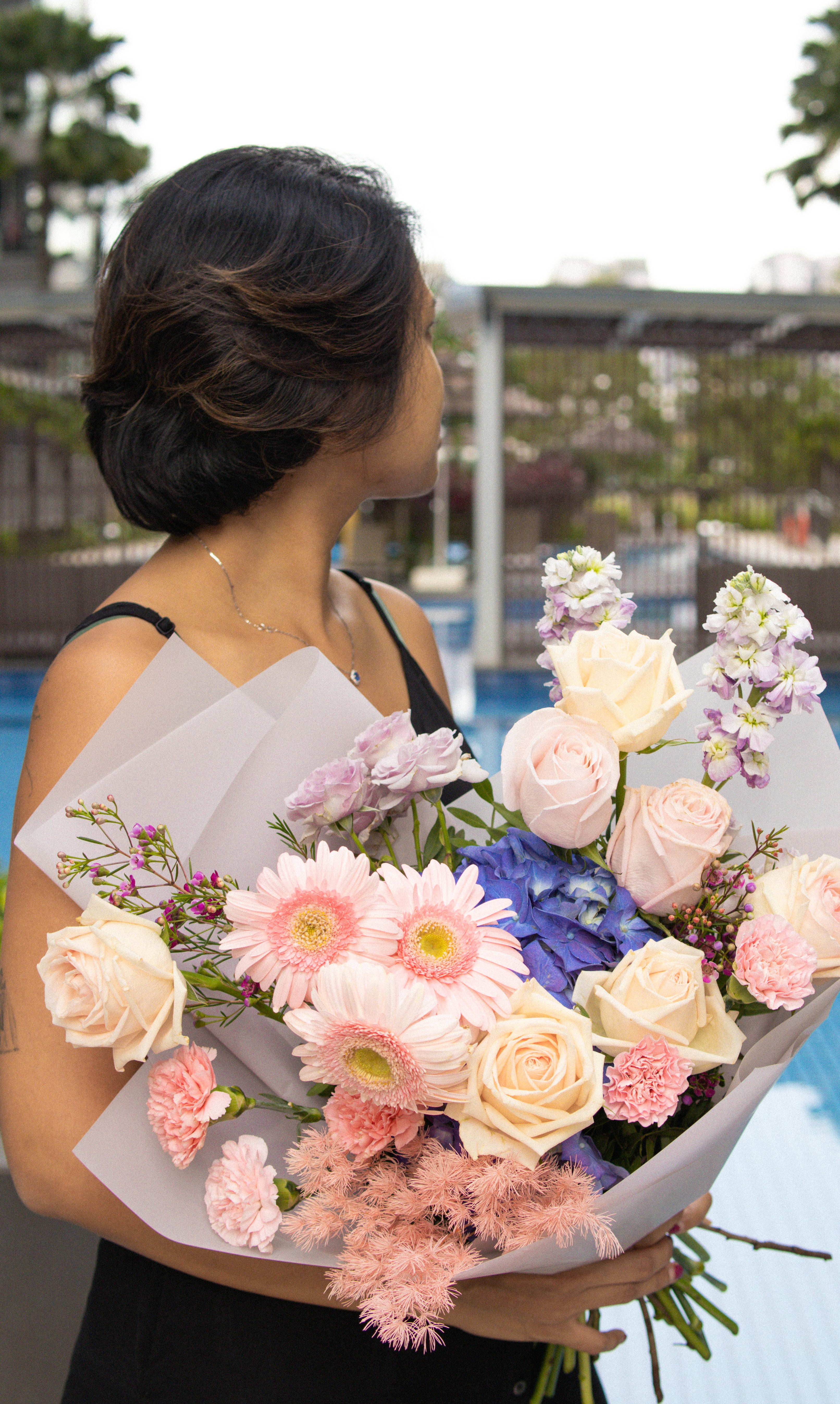Rustique Flora pastel pink flower bouquet for delivery in Singapore