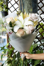 Rustique Flora white lily flower bouquet for delivery in Singapore